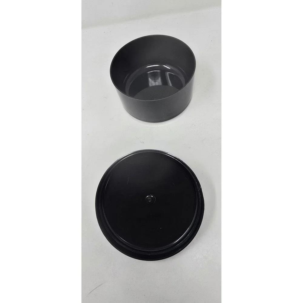 Vtg Japanese Maki-e Lacquer trinket box black round lidded floral